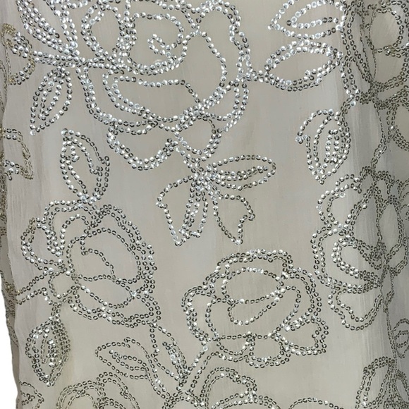 LC Lauren Tank Top Scoop Neck Sparkling Sequined Embellished Cream Blush Tank S - Picture 12 of 16